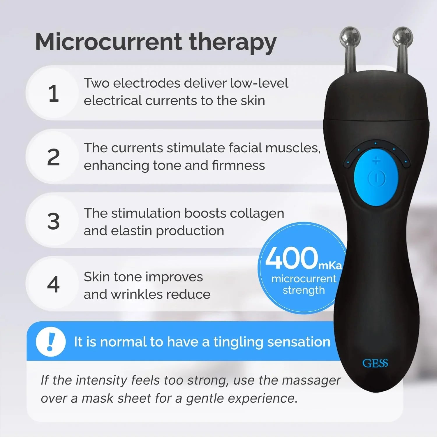 Dispositivo Microcorriente GESS MT para Reafirmar y Reducir Arrugas Faciales