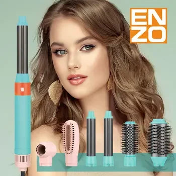 Secador de Pelo ENZO 6 en 1 con Caja de Cuero - Estilizador Eléctrico