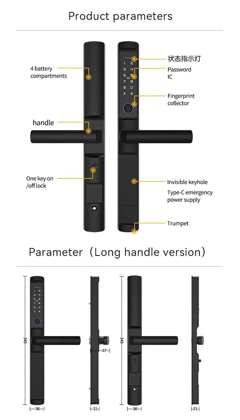 Cerradura Inteligente WiFi a prueba de agua con huella PST-F2-TY