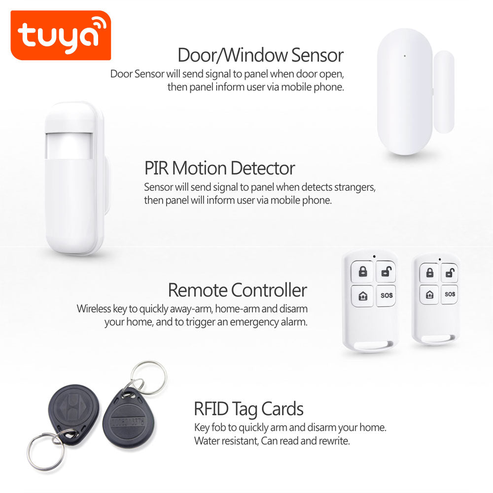 Sistema alarma Tuya WiFi GSM con pantalla táctil