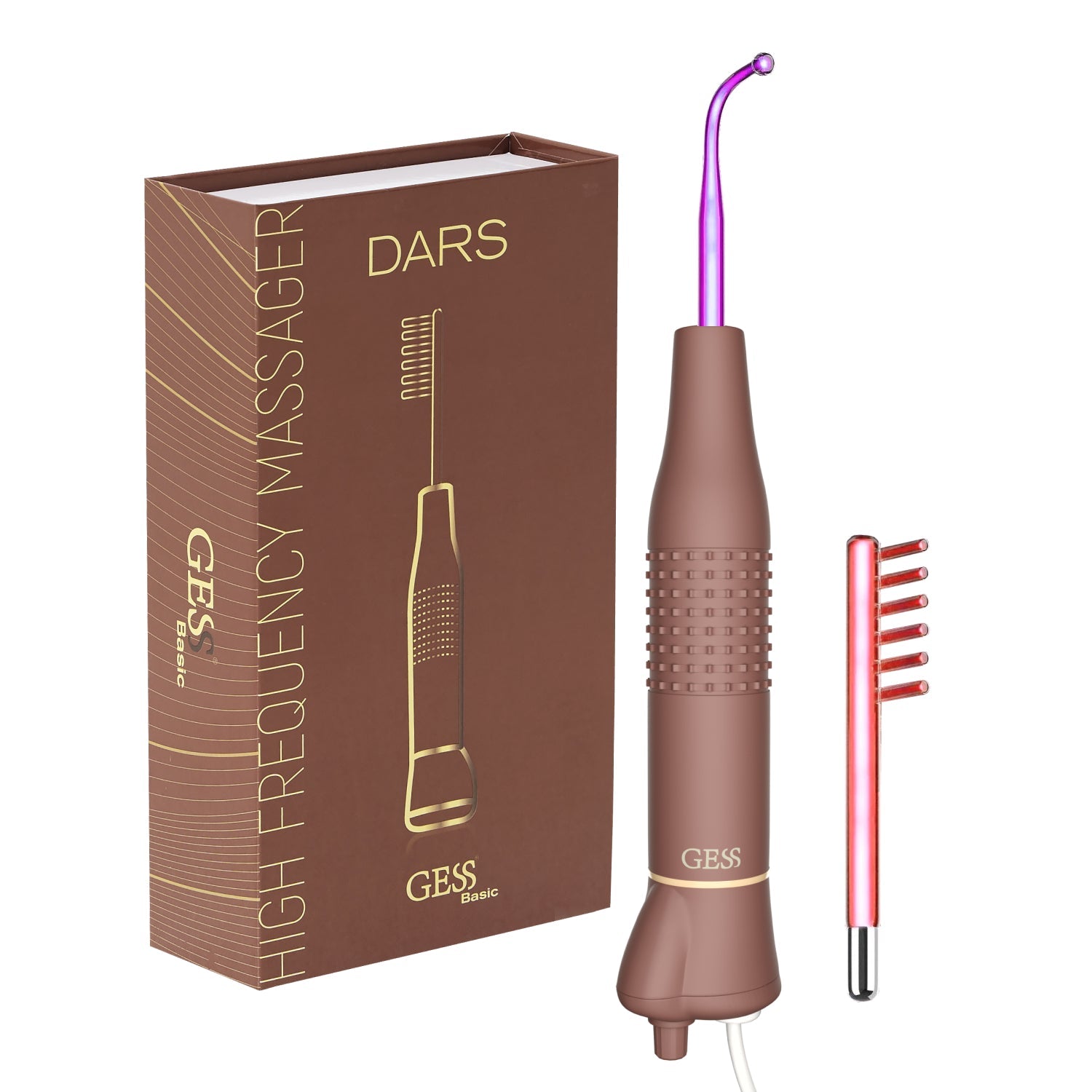 Masajeador GESS DARS Alta Frecuencia 2 en 1: Terapia Profesional Facial y Cuero Cabelludo