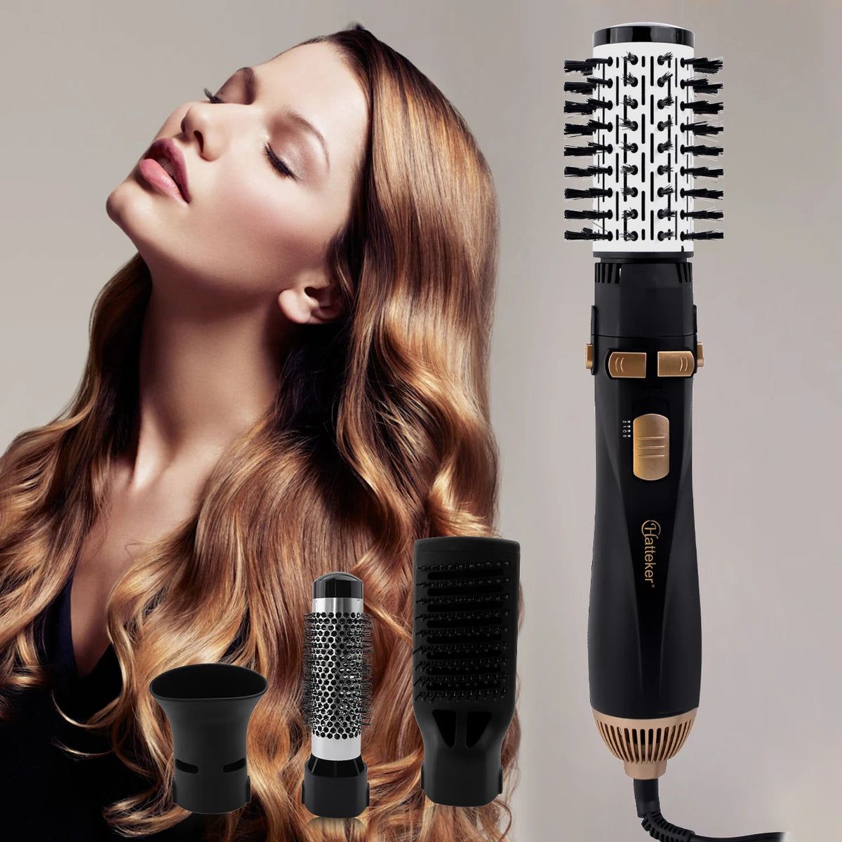 Cepillo Secador de Pelo Hatteker HT-301 - Alta Potencia - 3 Velocidades - Diseño Multifuncional Detalle - Krishna Iquique ZOFRI