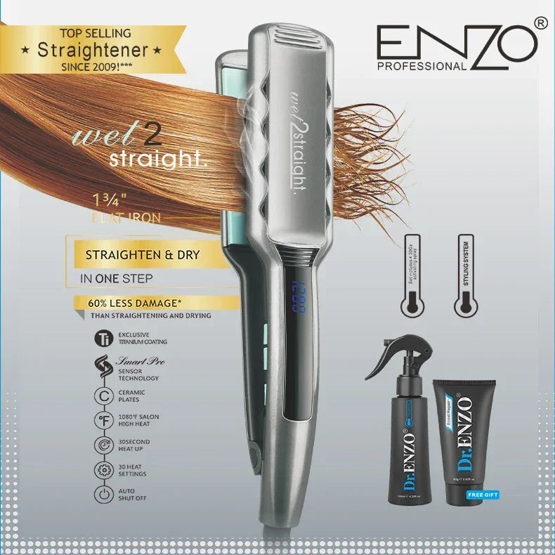 Plancha Profesional ENZO EN-3977 con Cerámica Turmalina LCD