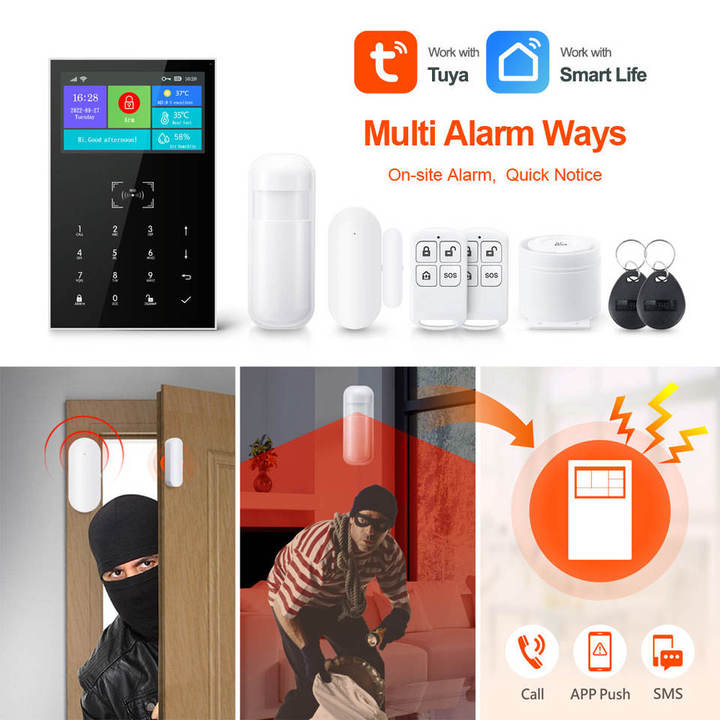 Sistema de Alarma Inteligente Tuya Smart PST-PG109-TY con Pantalla Táctil de 4.3 Pulgadas, WiFi y GSM