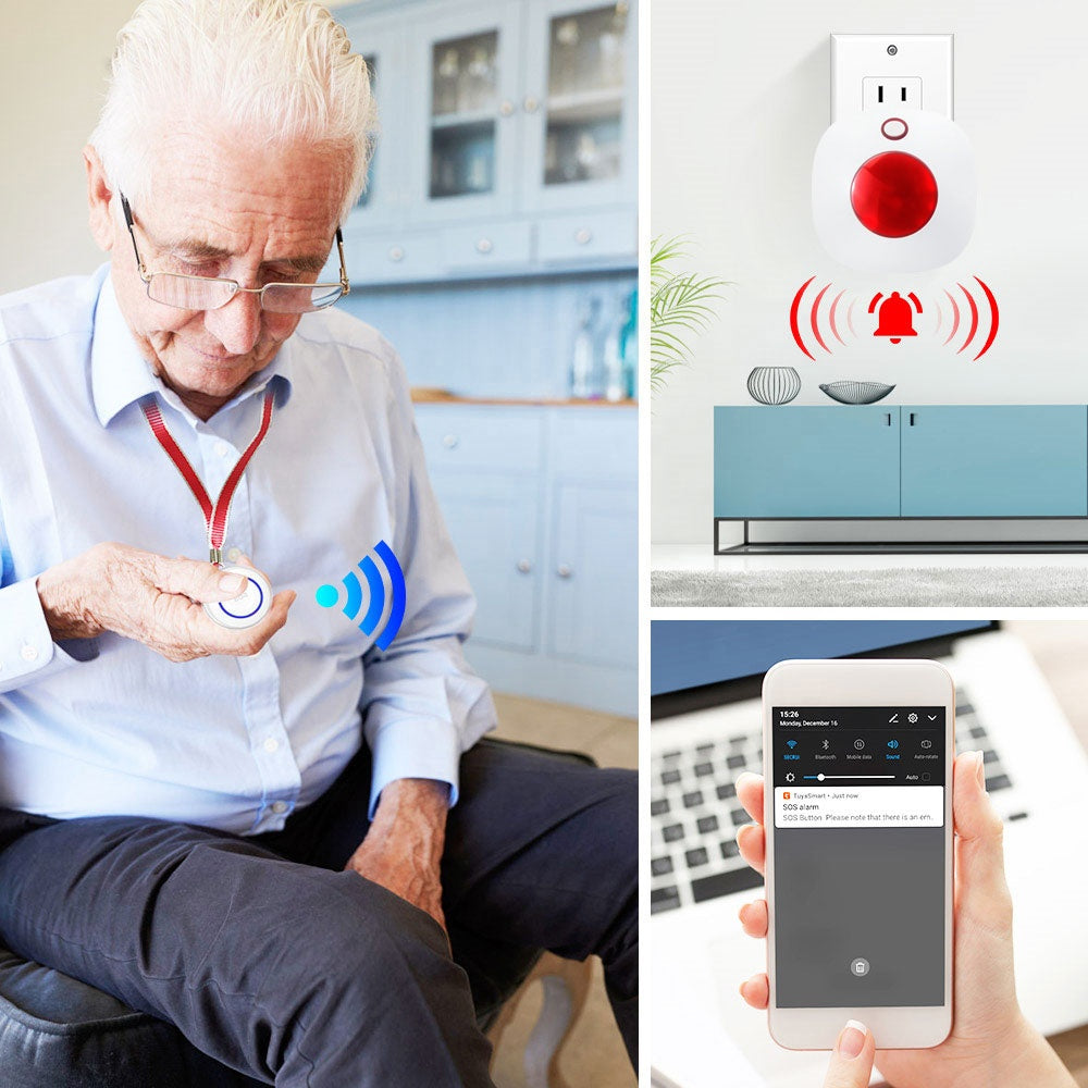 Botón de Pánico SOS de Emergencia WiFi RF433MHz con Control de App Tuya Smart - VX571