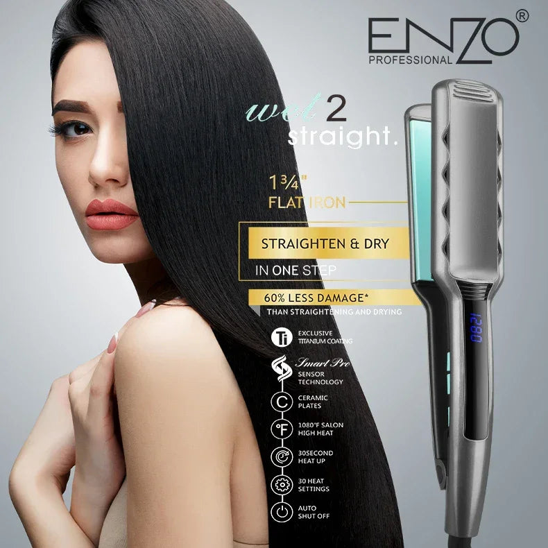 Plancha Profesional ENZO EN-3977 con Cerámica Turmalina LCD