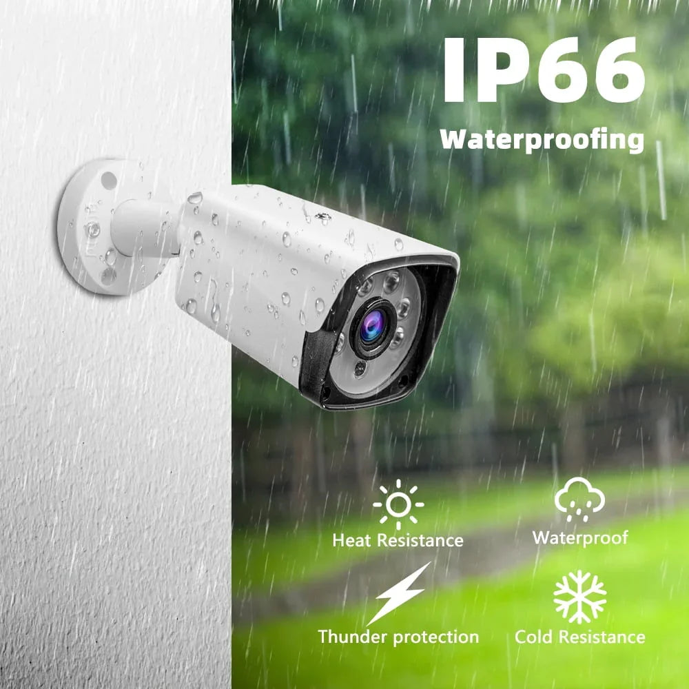Sistema Seguridad 4K DVR 4 Canales, Cámaras IP Exterior/Interior Nocturna