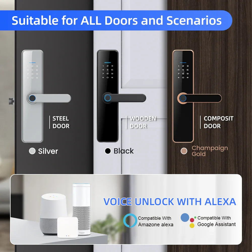Cerradura Inteligente VisionX C91 Premium Huella 3D + WiFi Tuya + RFID + Contraseña Vista Lateral - Mall ZOFRI Iquique