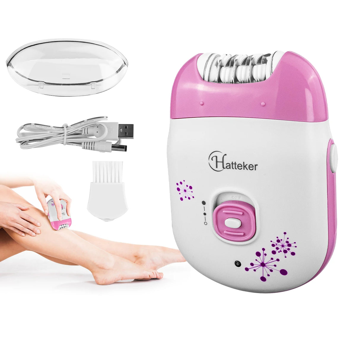 Depiladora Eléctrica Hatteker HT‑521 - Recargable - Uso Facial y Corporal - Tecnología Segura Vista Frontal - Krishna Iquique ZOFRI