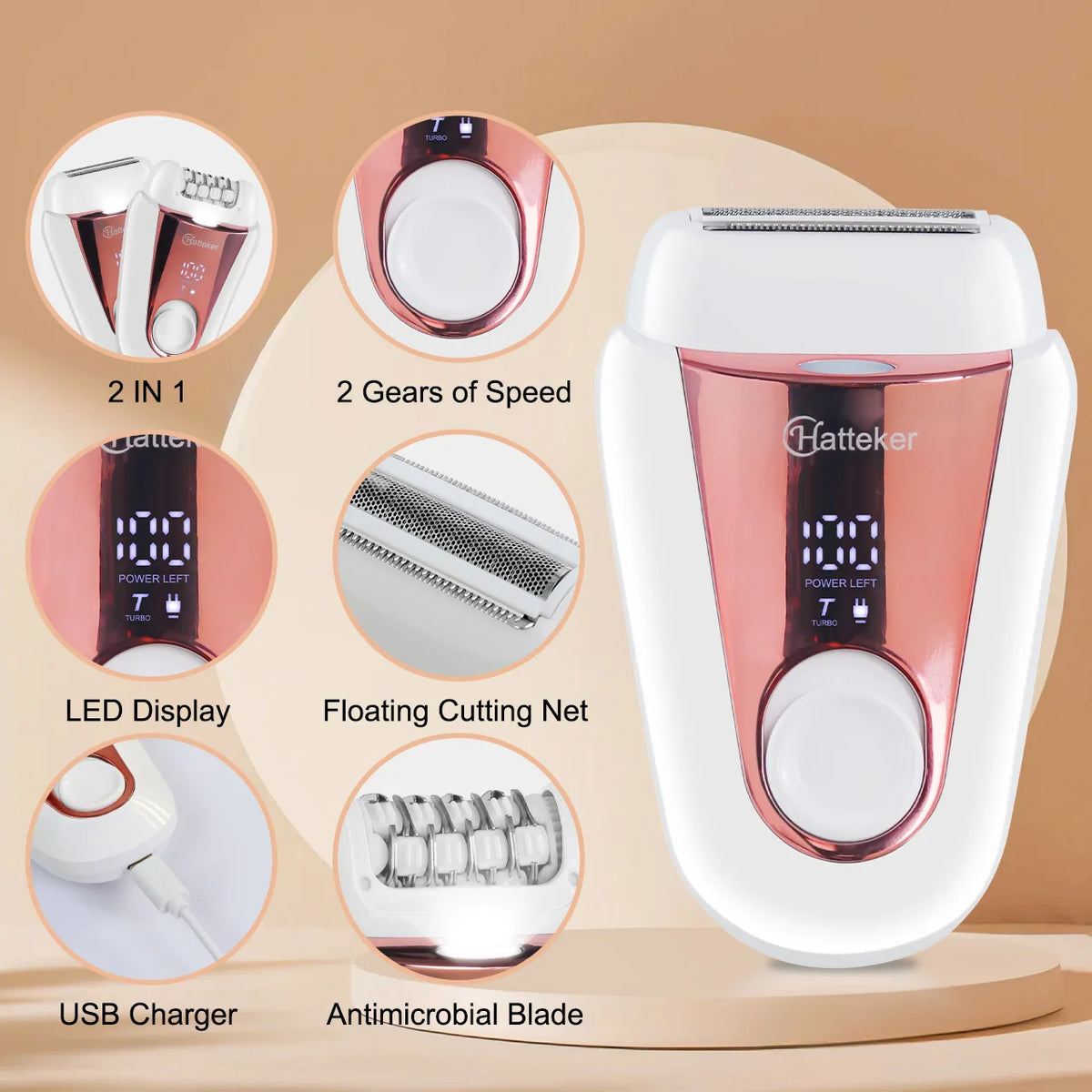 Hatteker HT-560 Afeitadora Femenina Vista Lateral - Mall ZOFRI Iquique