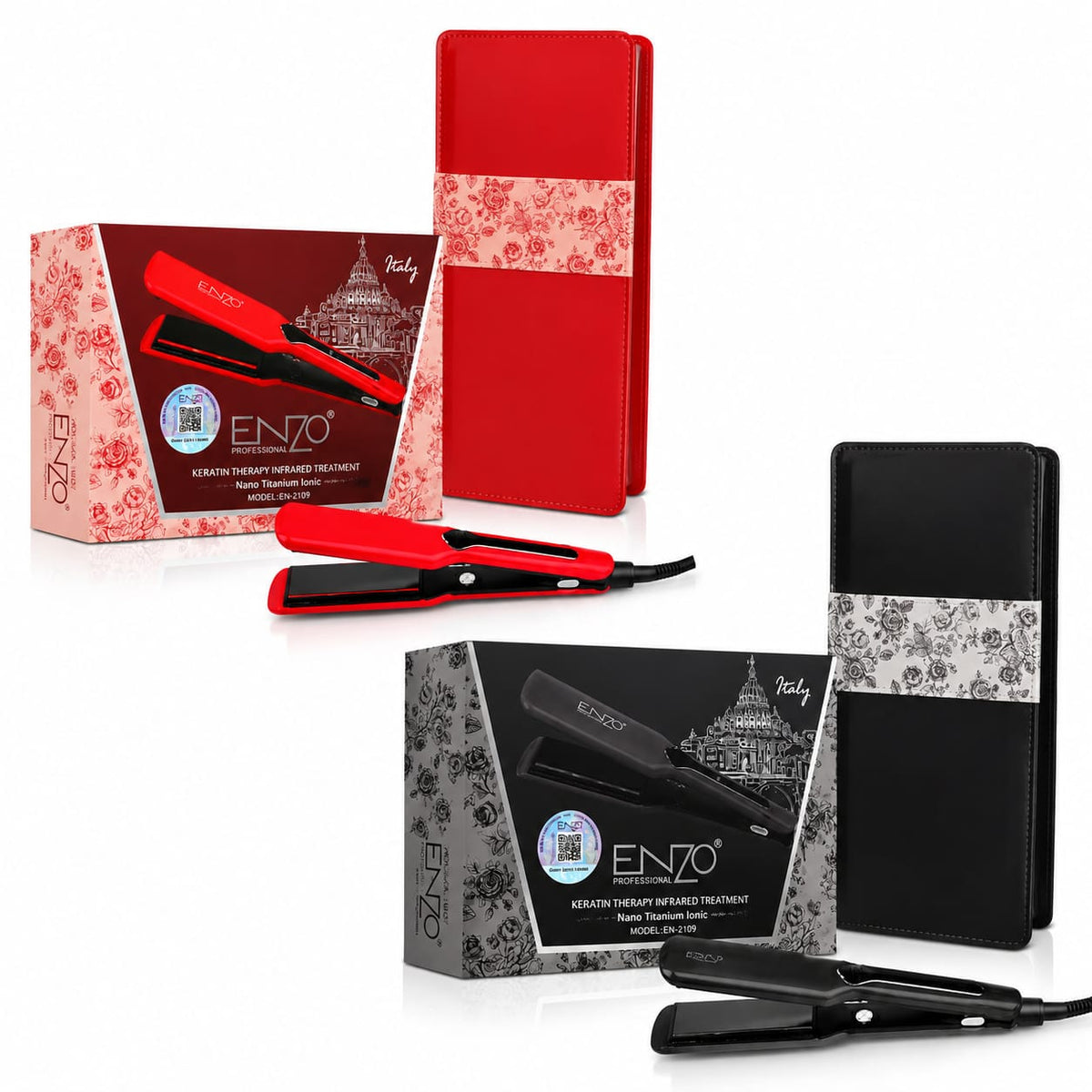 Plancha ENZO EN-2409 Infrarroja Nano Cerámica Iónica Vista Lateral - Mall ZOFRI Iquique